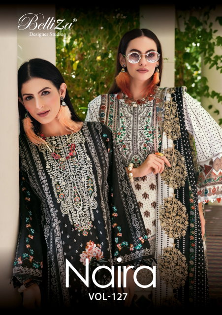 Naira Vol 127 By Belliza Ladies Cotton Printed Dress Material Wholsale Market In Surat